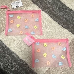 TWO Target Spritz Valentine’s Day conversation heart pouches, pink NWT!